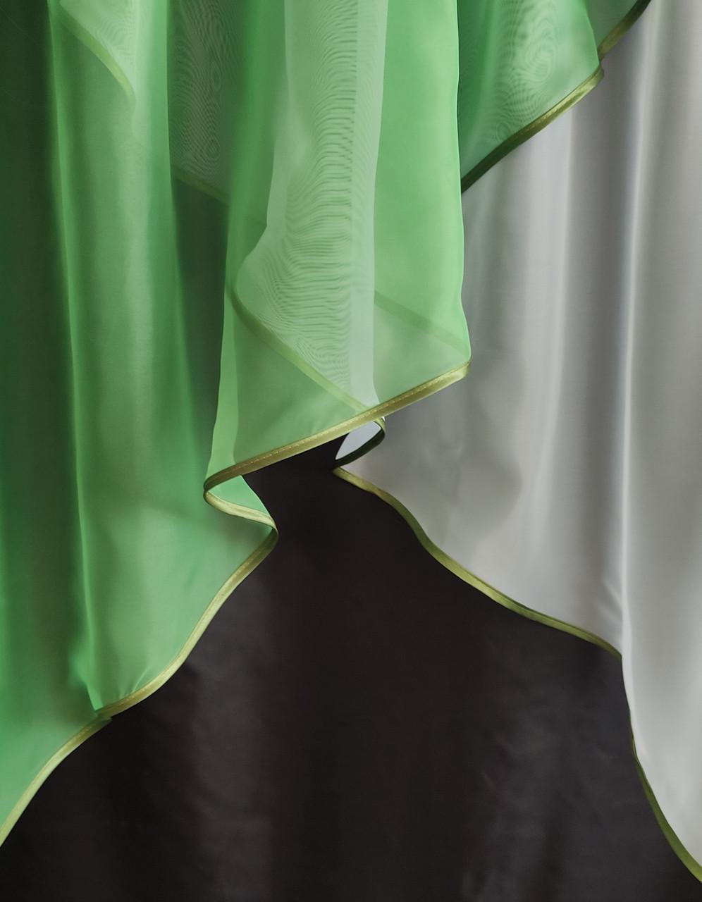 Занавеска шифоновая 300х170 см Белый с зеленым (уш-01з) - фото 2 Занавеска шифоновая 300х170 см Белый с зеленым (уш-01з) - фото 2