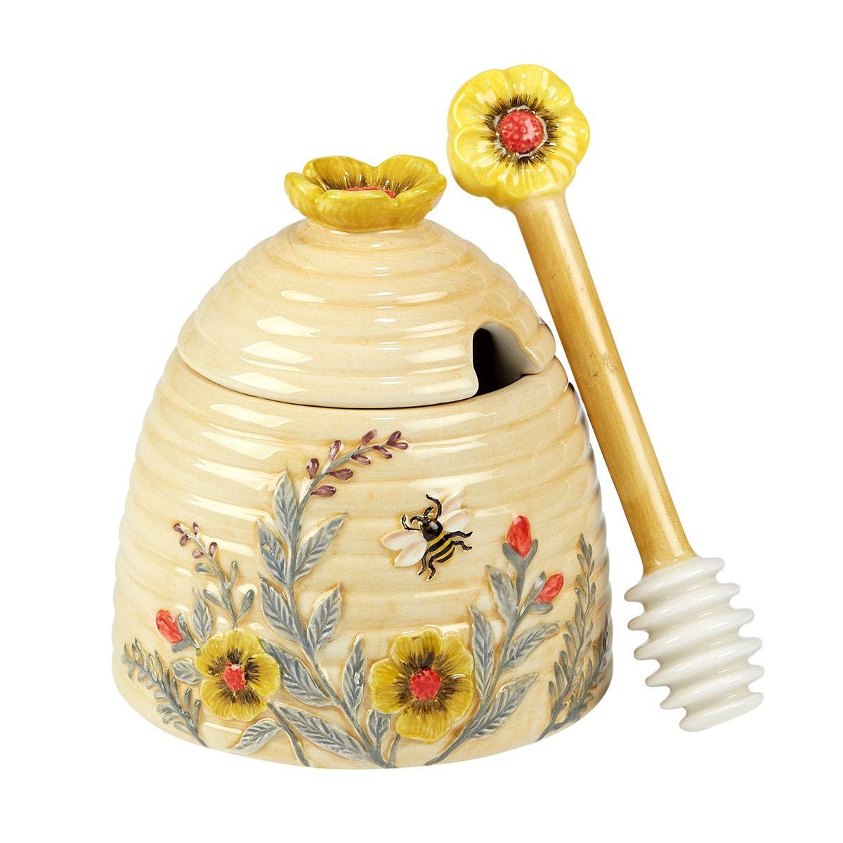 Набор емкости для меда и блюдец Certified International Сладкий мед из керамической Бежевый (28124-set) - фото 2