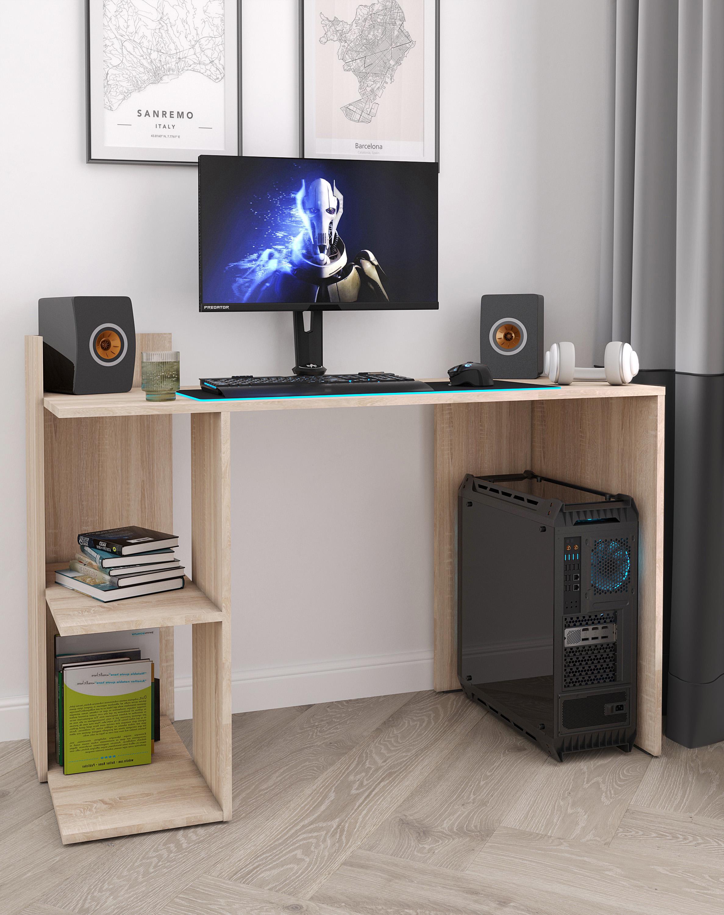 Комп'ютерний стіл з полицями зліва S-12 1200x870x520 мм Дуб сонома - фото 1 Комп'ютерний стіл з полицями зліва S-12 1200x870x520 мм Дуб сонома - фото 1