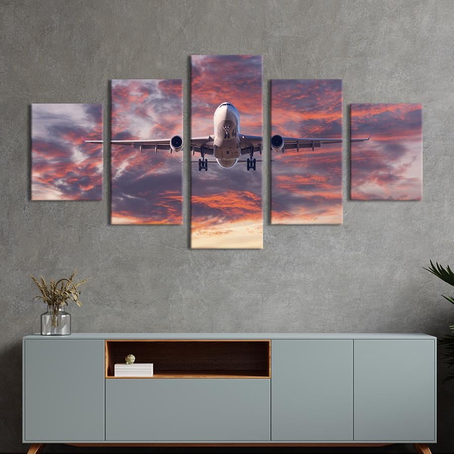 Картина на холсте Пассажирский самолёт Boeing в небе 162x80 см (1344-52)