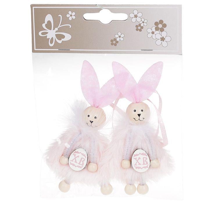 Декор пасхальный на подвесе BonaDi Зайчик 12 см Розовый (781-978)