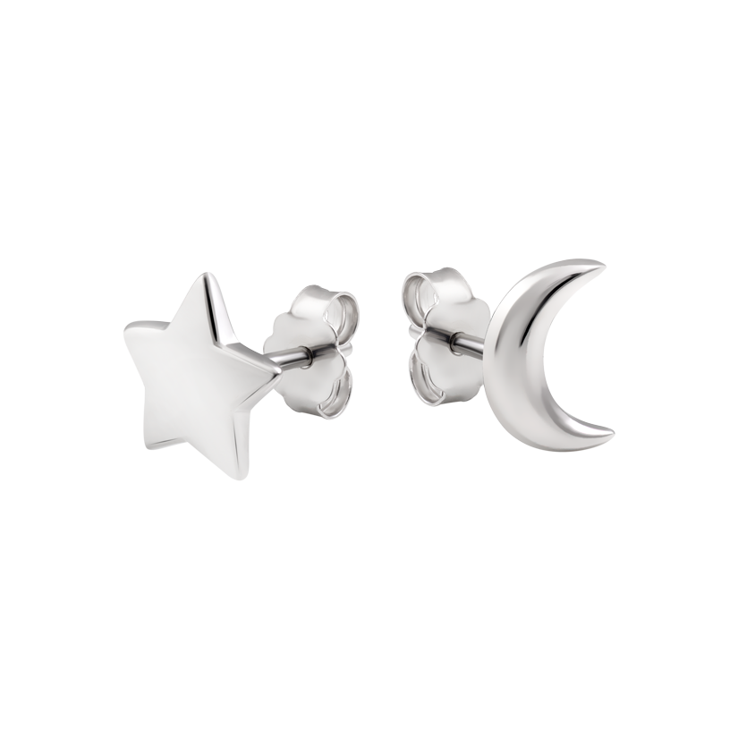 Серьги серебряные пусеты Асимметрия звездная гармония без камней Серьги серебряные пусеты Асимметрия звездная гармония без камней