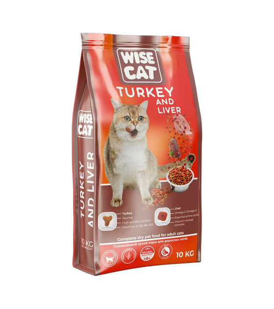 Корм сухой для кошек индейка и печень Wise Cat Turkey and liver 10 кг (36808185)