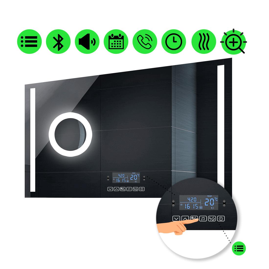 LED-дзеркало 80x60 см зі Smart-блоком і лінзою з підсвіткою та підігрівом Adelita (Adelitag41)