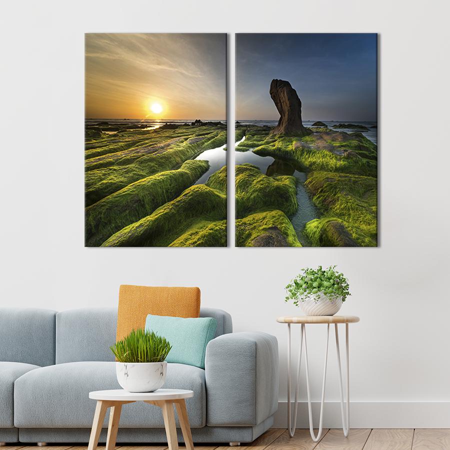 Модульная картина на холсте Диптих Морские водоросли на берегу 165x122 см (621-2)