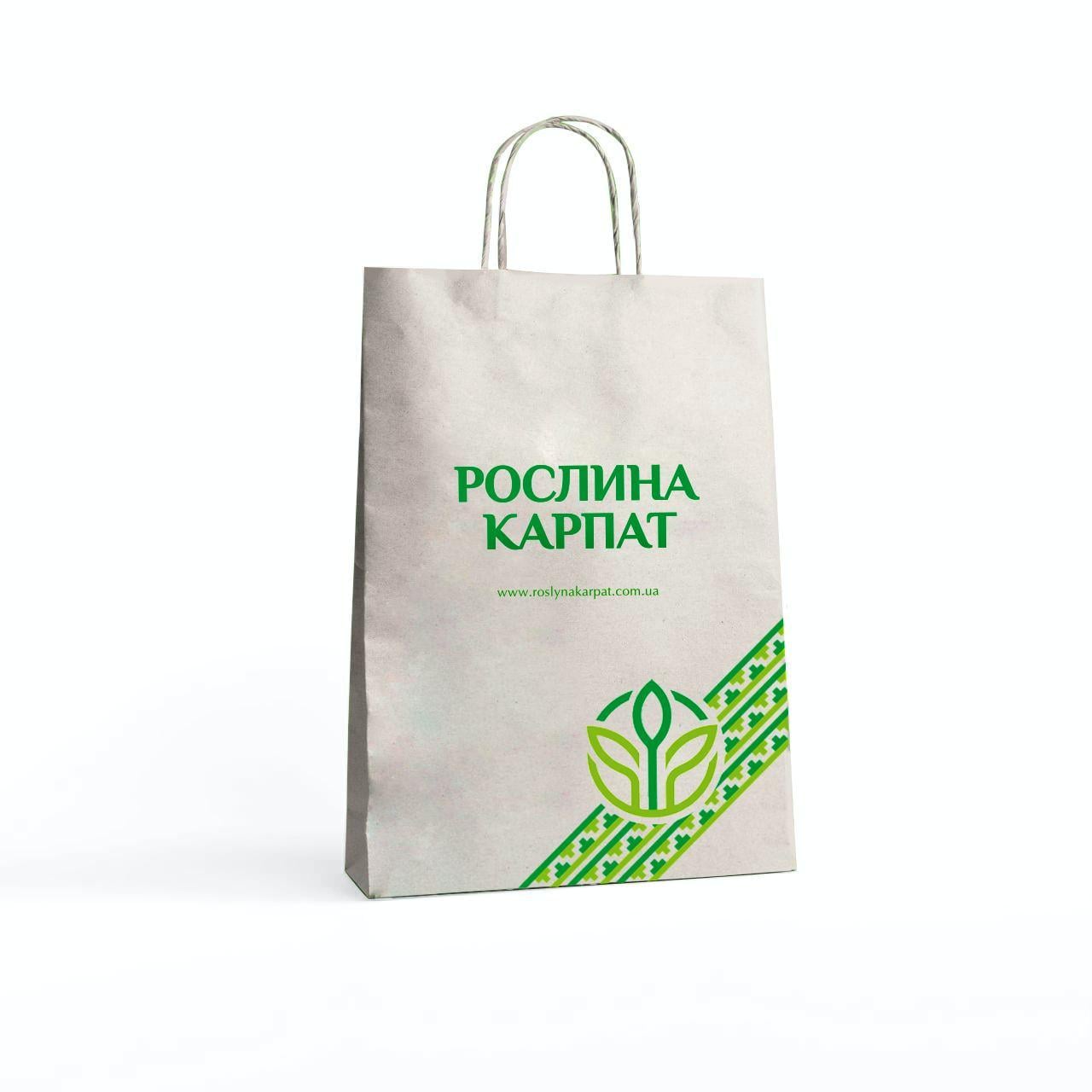 Пакет подарочный крафт Рослина Карпат 27х19х11 см