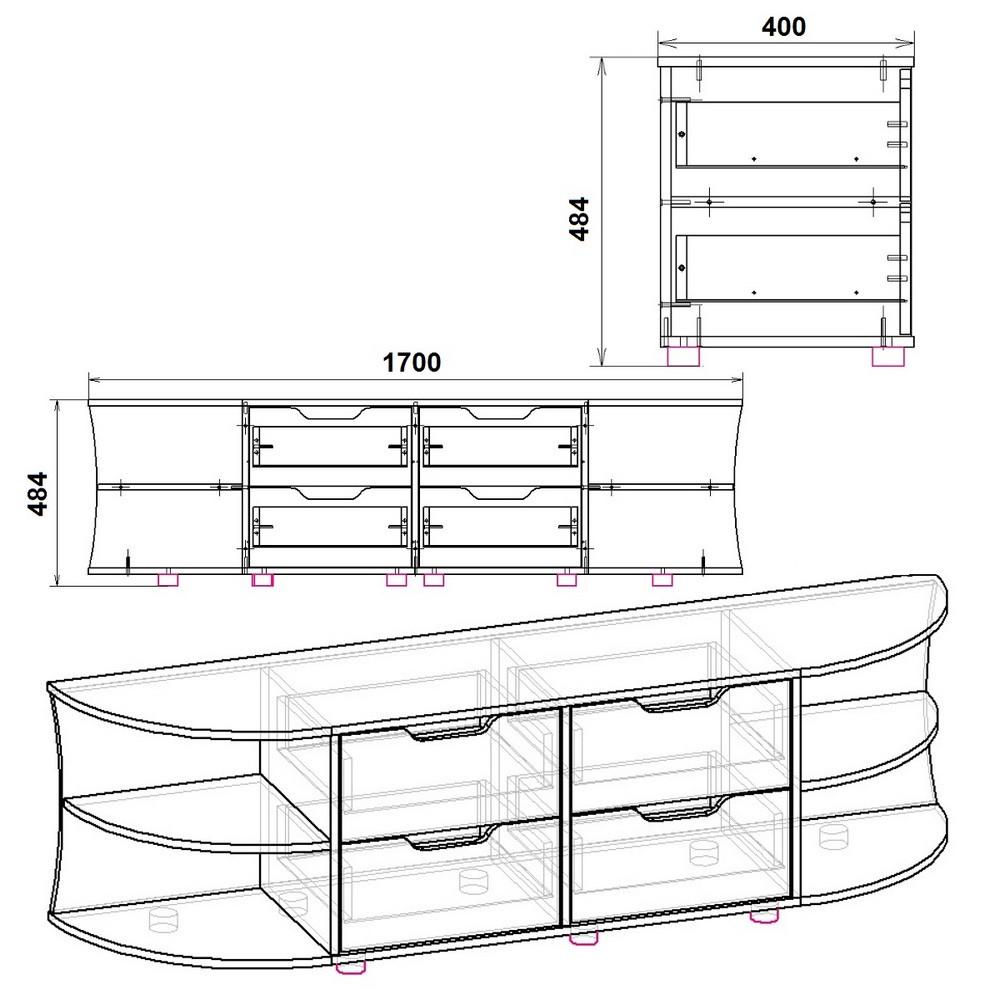 Тумба для ТВ Одесса Компанит Венге темный + Венге светлый - фото 2 Тумба для ТВ Одесса Компанит Венге темный + Венге светлый - фото 2