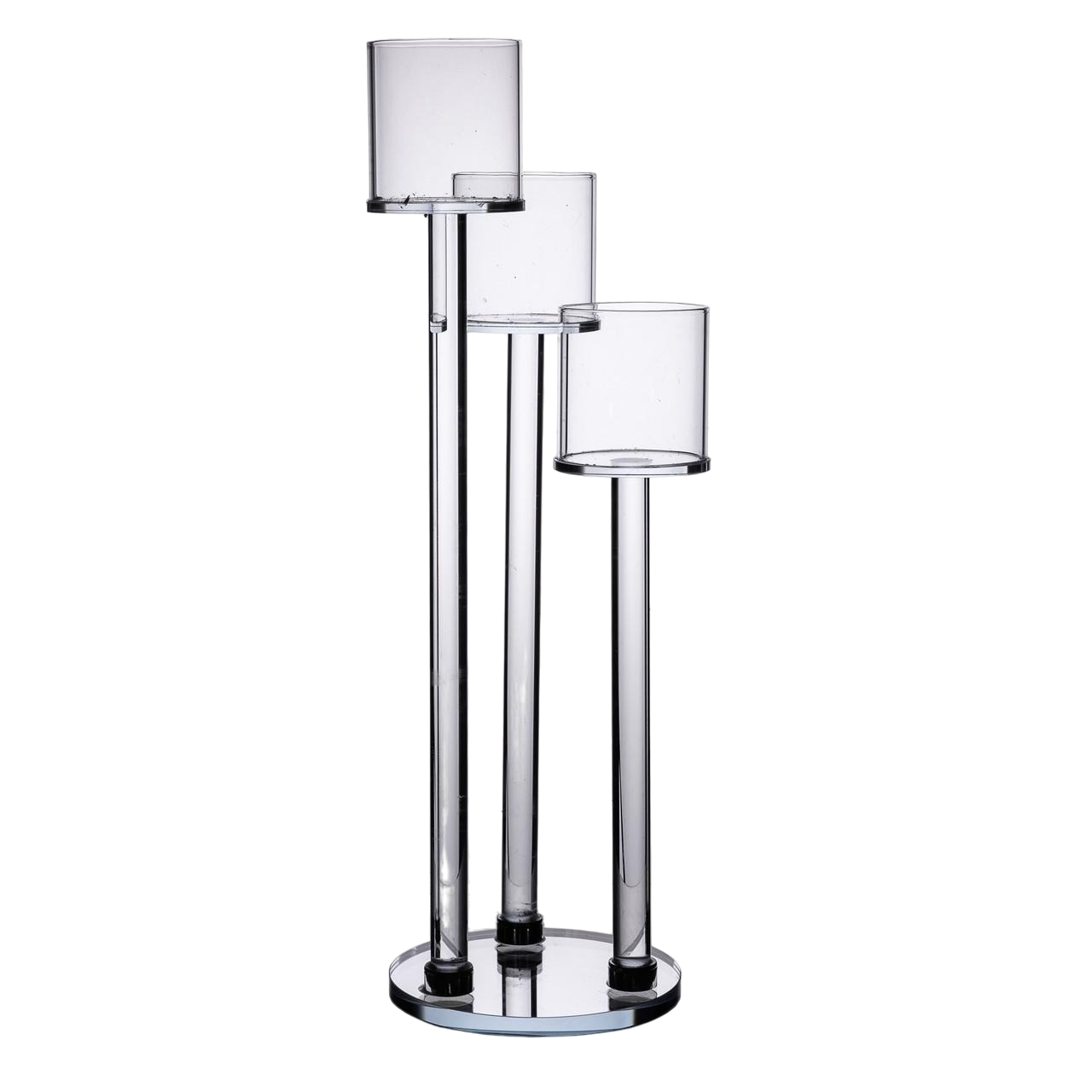 Подсвечник декоративный на 3 свечи стеклянный h 37,5 см (HP-4-13) - фото 1 Подсвечник декоративный на 3 свечи стеклянный h 37,5 см (HP-4-13) - фото 1