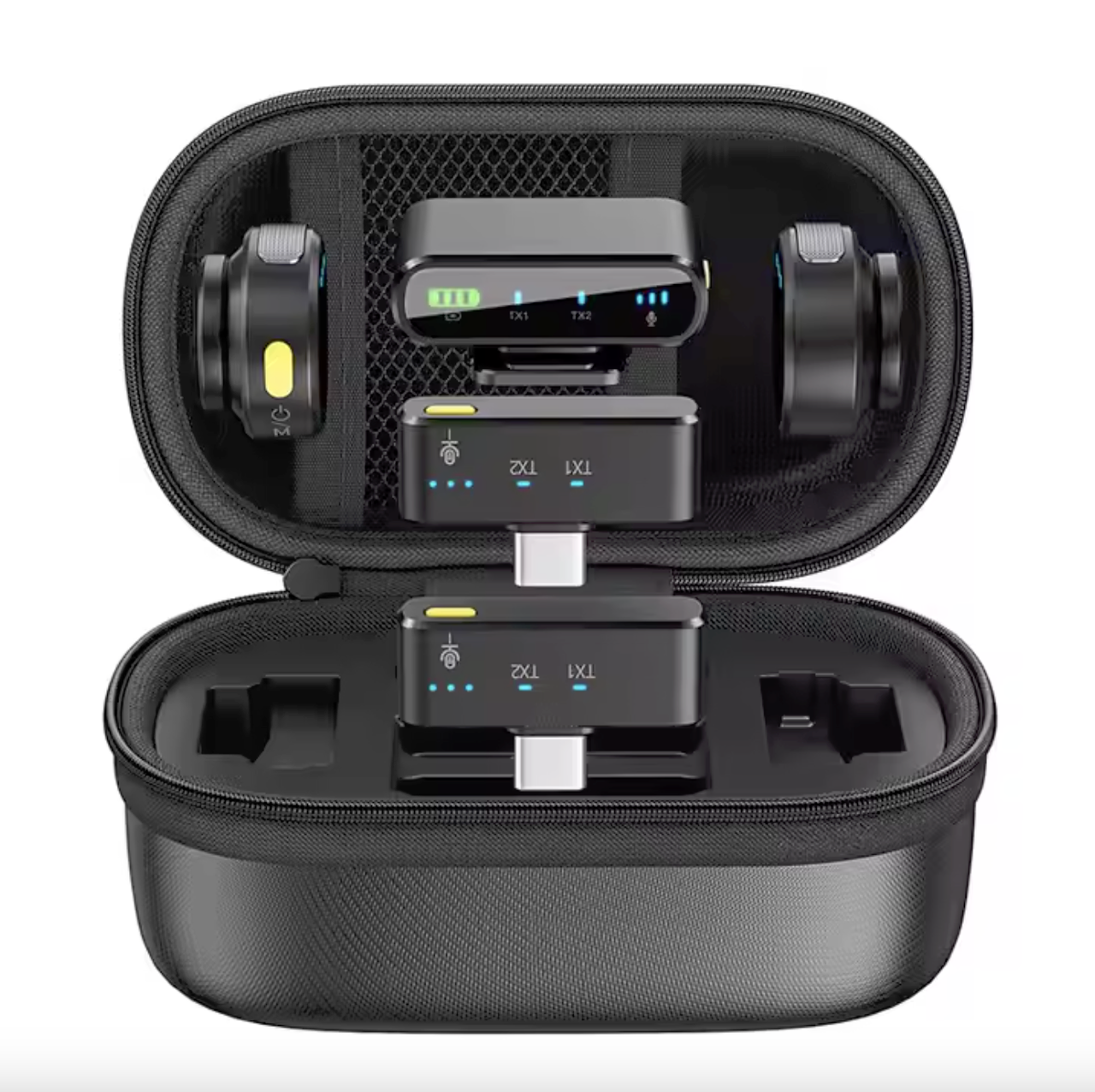 Микрофон беспроводной петличный M93 2-in-2 для iPhone/Android и видеокамеры Black - фото 2