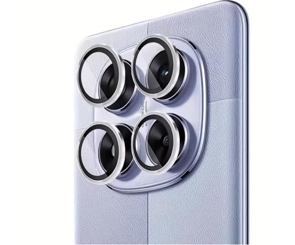 Защитное стекло с рамкой CD Pattern для Xiaomi Poco X7 / Redmi Note 14 Pro на заднюю камеру Серебряный