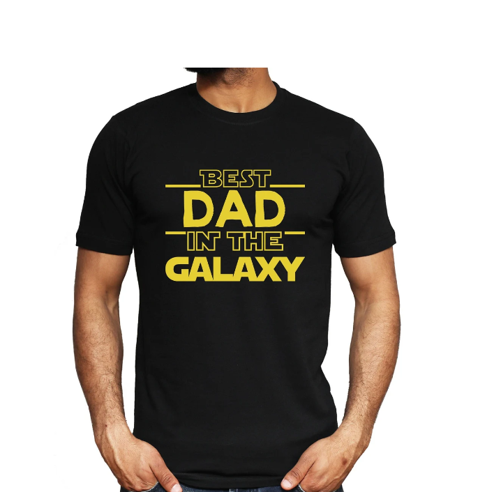 Футболка мужская Stedman с принтом Best dad in the galaxy XXXL Черный (ПАПА49-6)