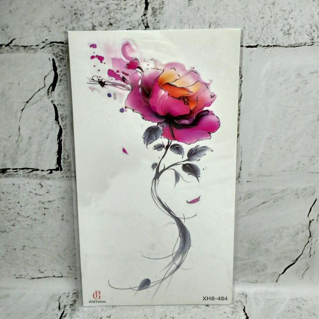 Тату временное Цветок лист 11,5x21 см (XHB-484)