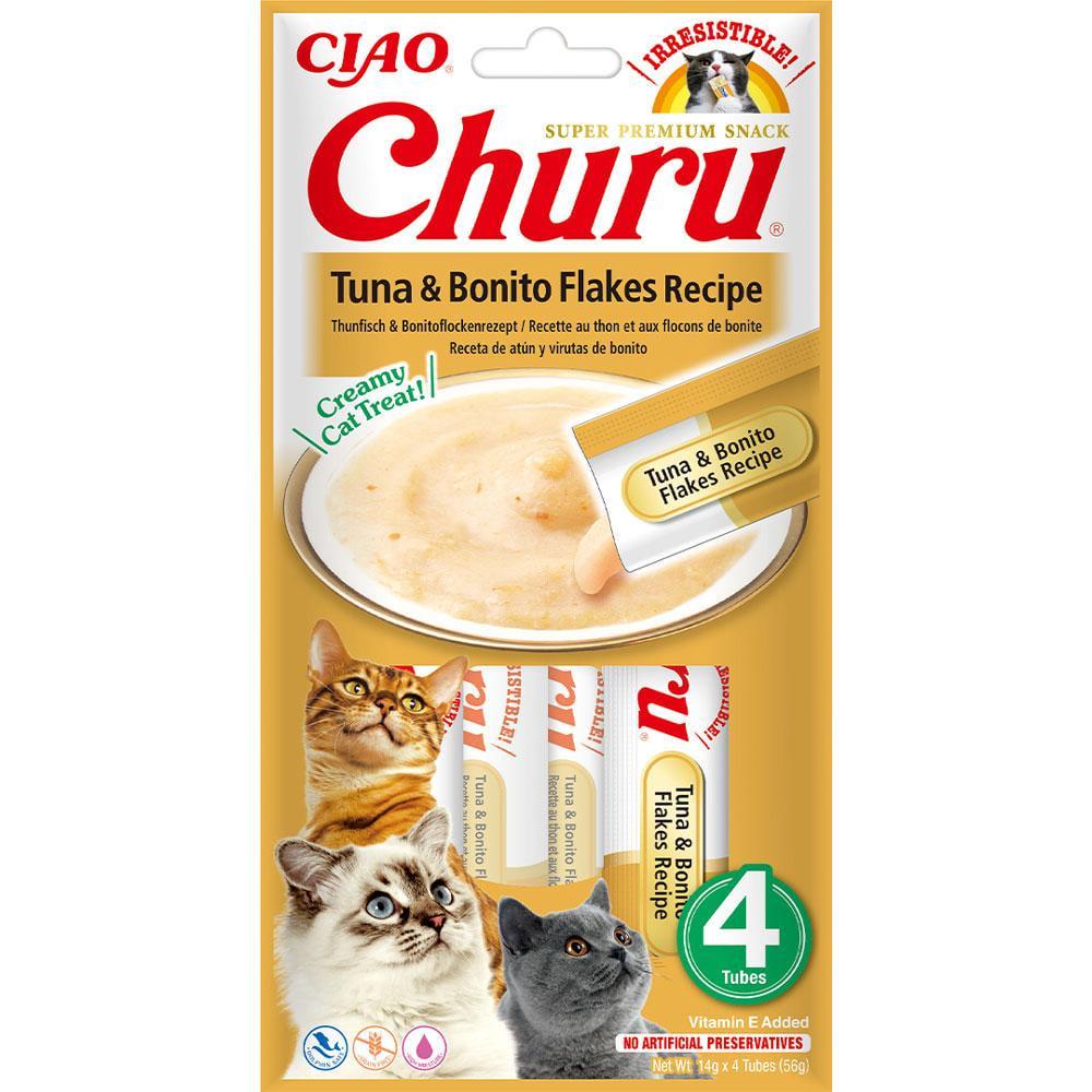 Лакомство для кошек Inaba Churu Сливочный мусс в стиках с тунцем и хлопьями бонито 4 шт./уп. (1927466113)