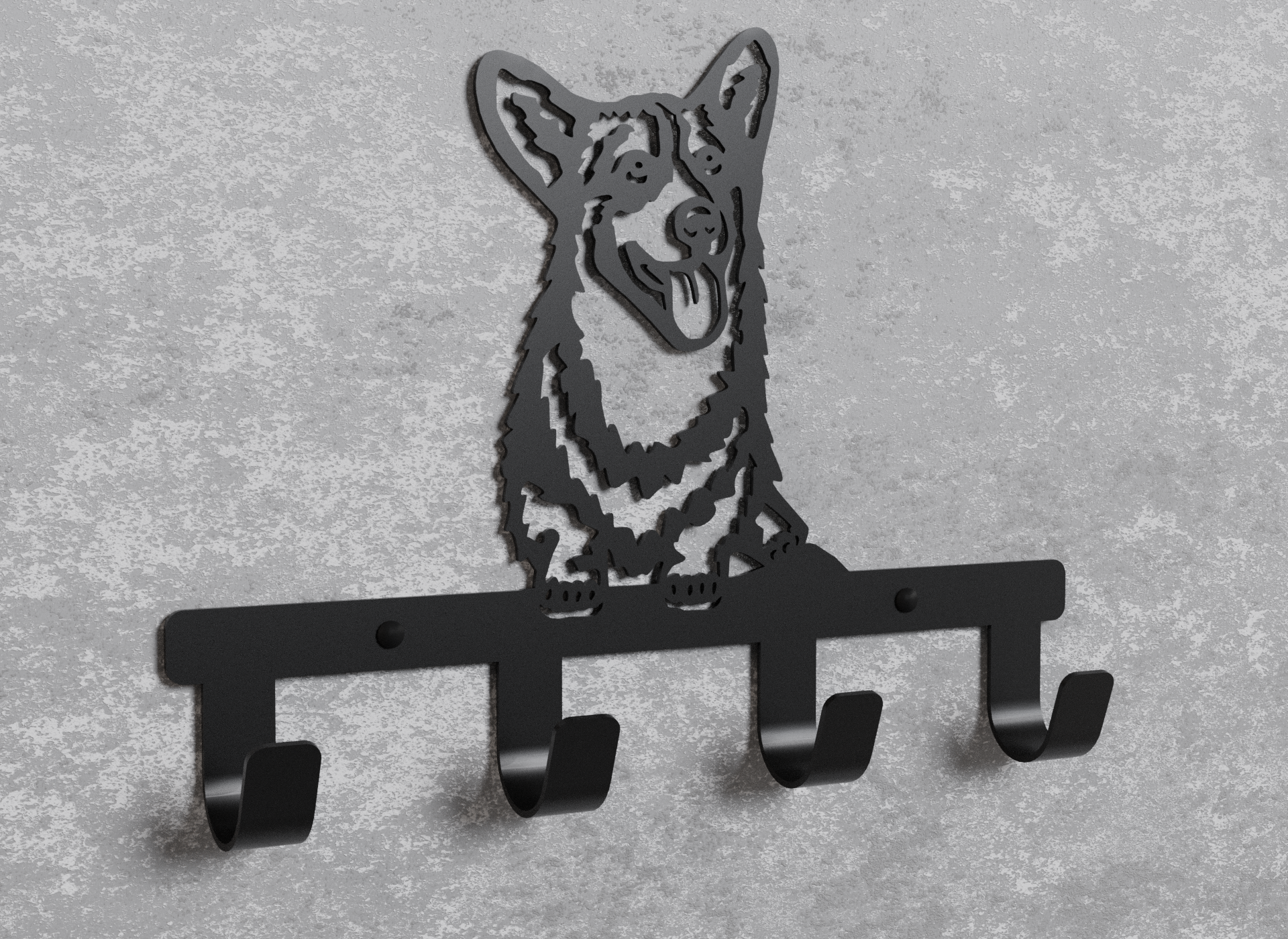 Вішалка настінна металева Loft-Craft Коргі Чорний (AM-017-bk) - фото 2