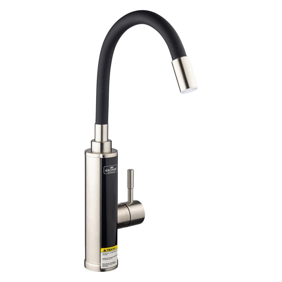 Водонагрівач проточний Kroner KRP Volt з дисплеєм і гнучким виливом Сатин (ESG087RSS)