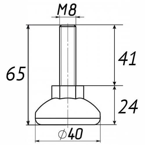 Опора регульована Steelfix М8х65 D40мм 40 шт. Черный (246268) - фото 2