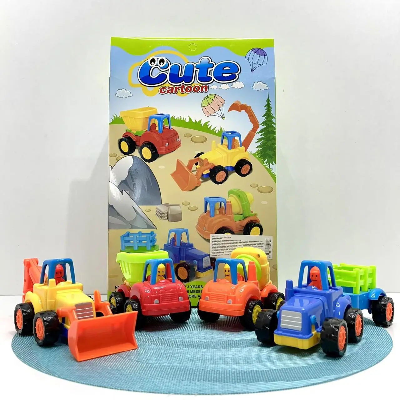 Набір інерційних машинок спецтехніка 345-2A 4 машинки та причіп з рухомими елементами (2826973623)