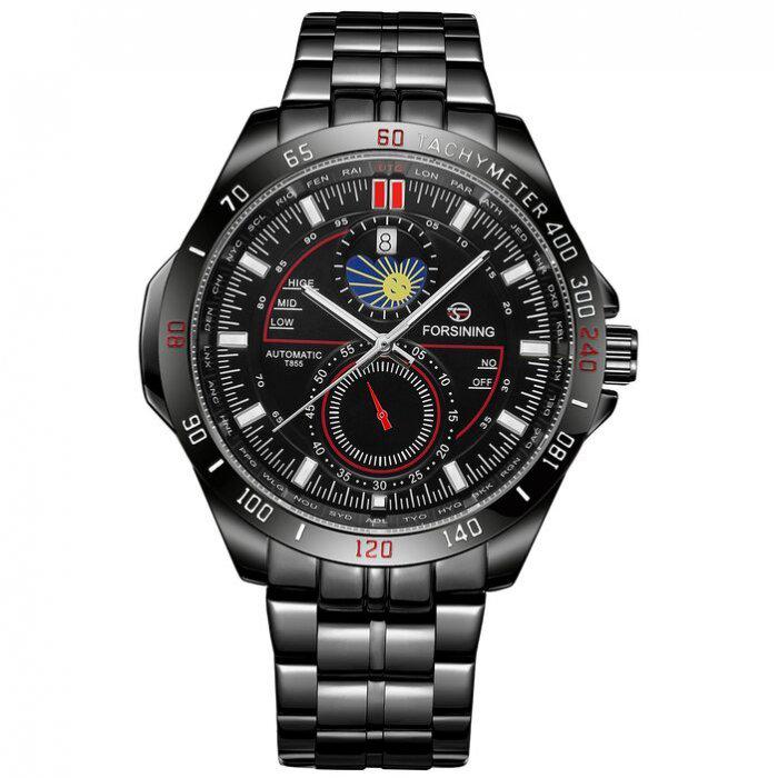 Годинник наручний чоловічий Forsining Moon Black (1174)