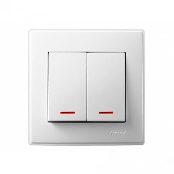 Выключатель двухклавишный Lezard LESYA с подсветкой Белый (27548721)