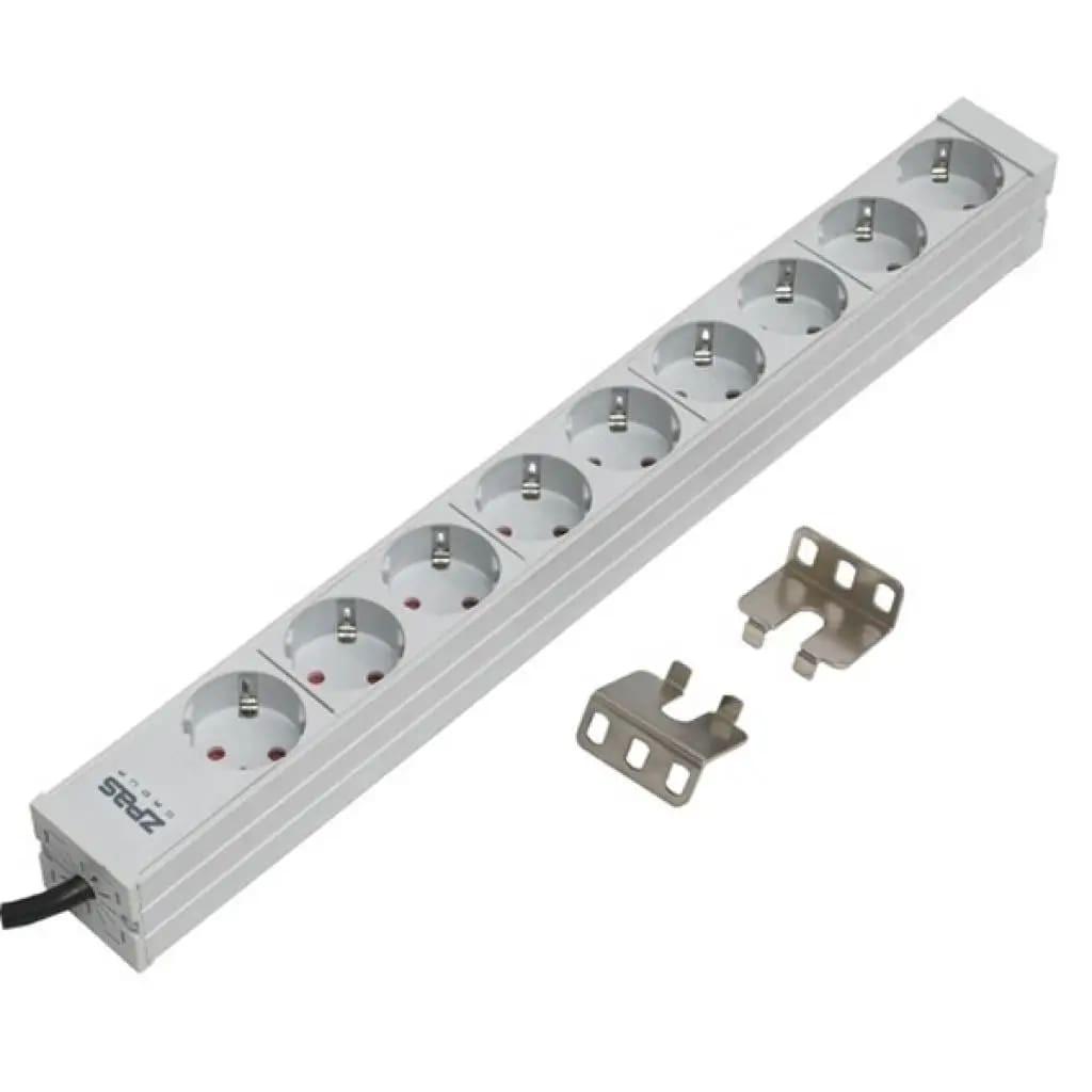 Блок розеток ZPAS 1U 9хShuko 230V с кабелем 3 м Серый (W-LZ30-09-SU-000-K)