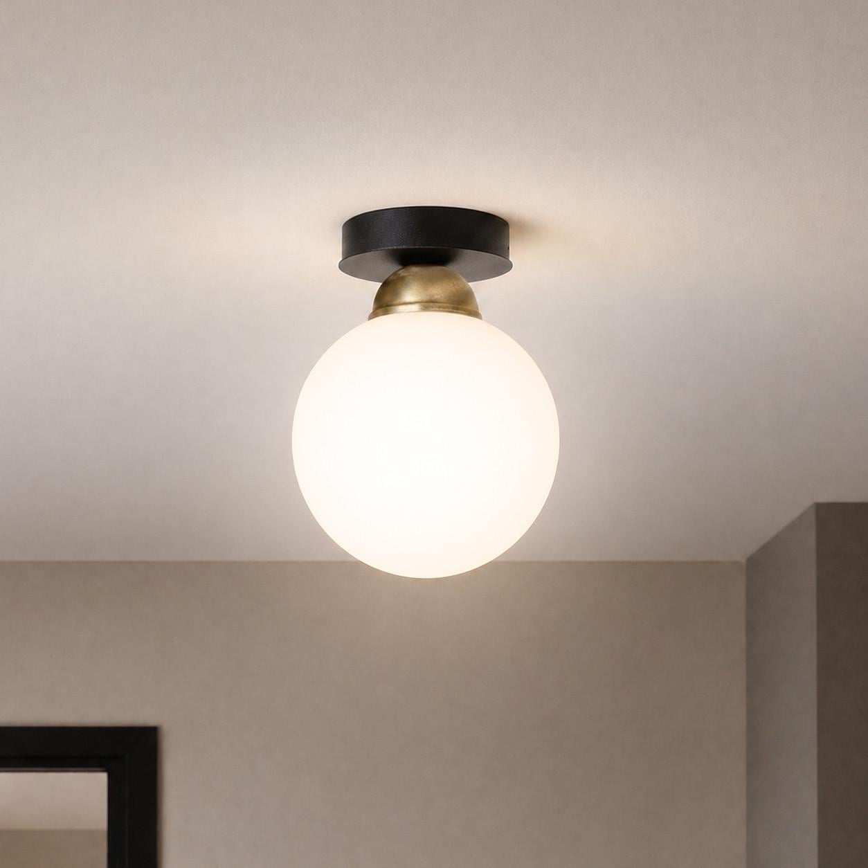 Потолочный светильник MSK ELECTRIC Luna под лампу Е27 со стеклянным плафоном Черный (PL 20262 BK)