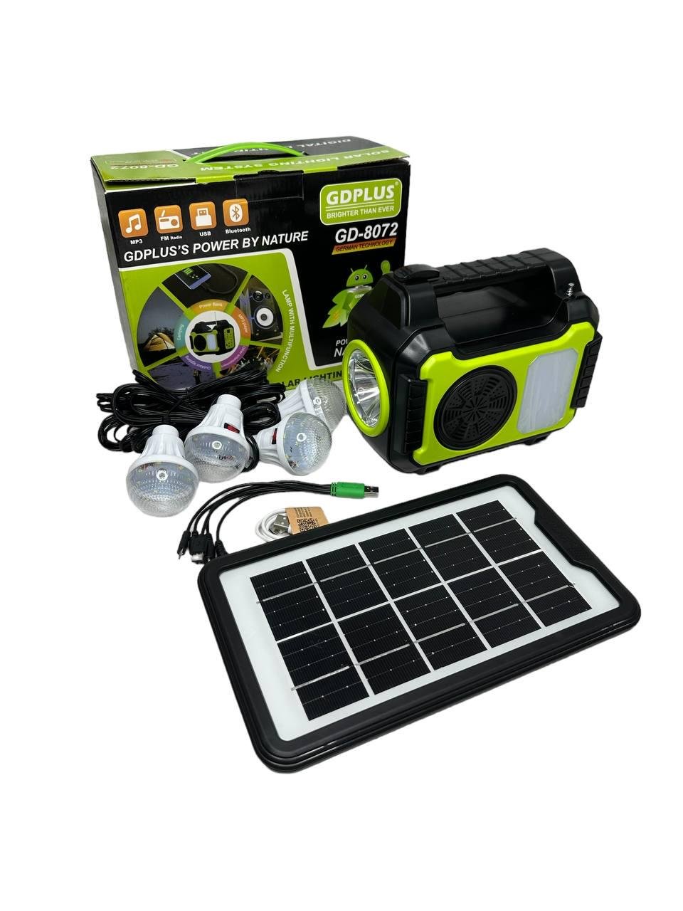 Сонячна система для освітлення та заряджання GDPlus GD-8072 10000 mAh із сонячною панеллю/ліхтарем/лампою - фото 6