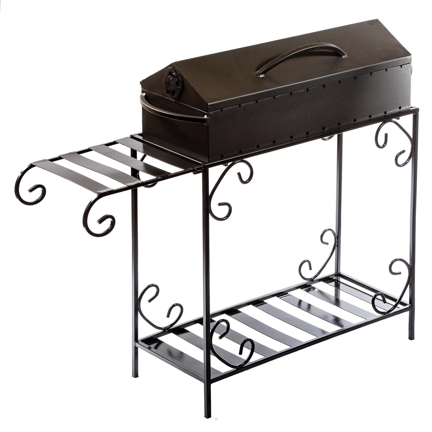 Мангал-барбекю Mzavod Гефест стальной на дровнице с полкой на 12 шампуров 4 мм Черный (136-17-1070310100003)