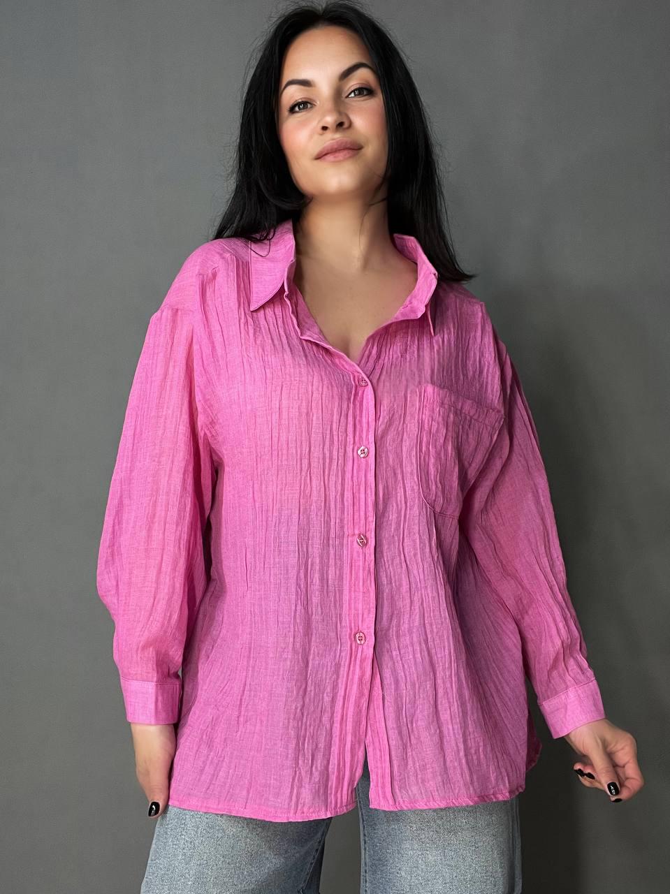 Рубашка женская Xingyue 388 с карманом жатка OS Розовый (26730548)