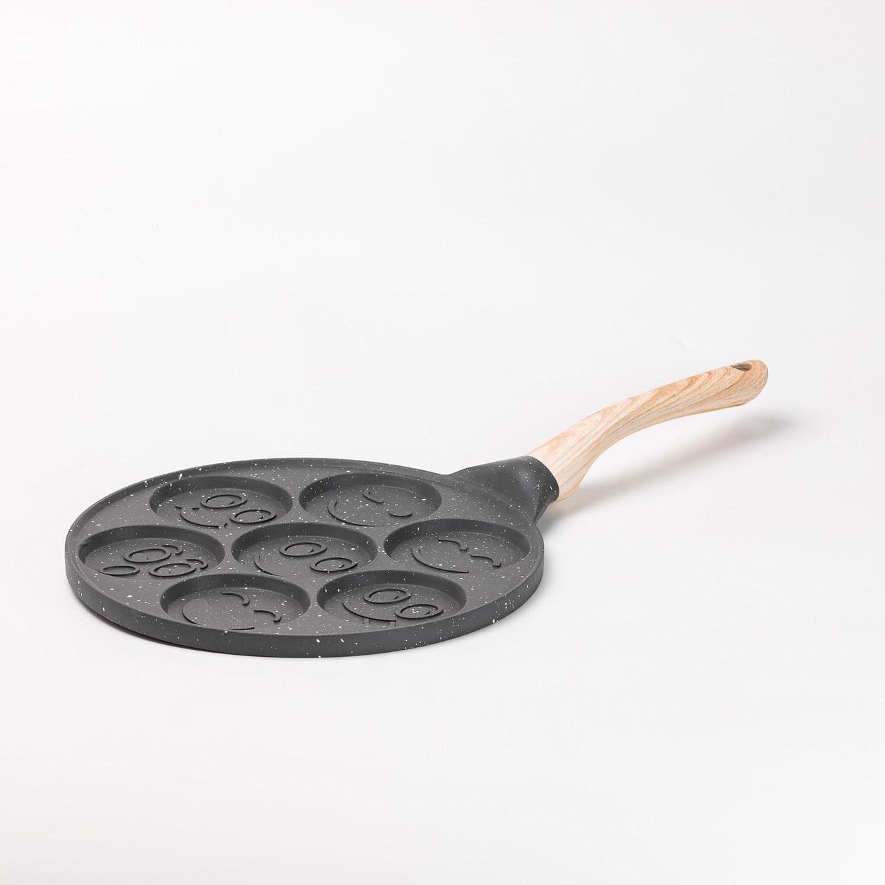 Сковорода для панкейков Смайл Ø 26,5 см на 7 секций Черный