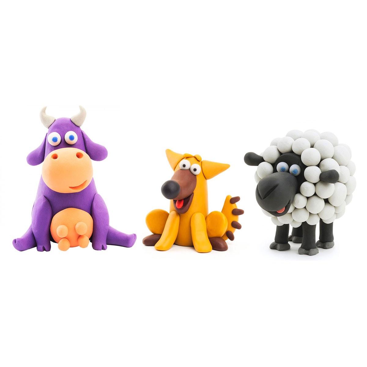 Набір пластиліну Lipaka Корівка/песик/вівця самостійно твердіє (24938688) - фото 3 Набір пластиліну Lipaka Корівка/песик/вівця самостійно твердіє (24938688) - фото 3