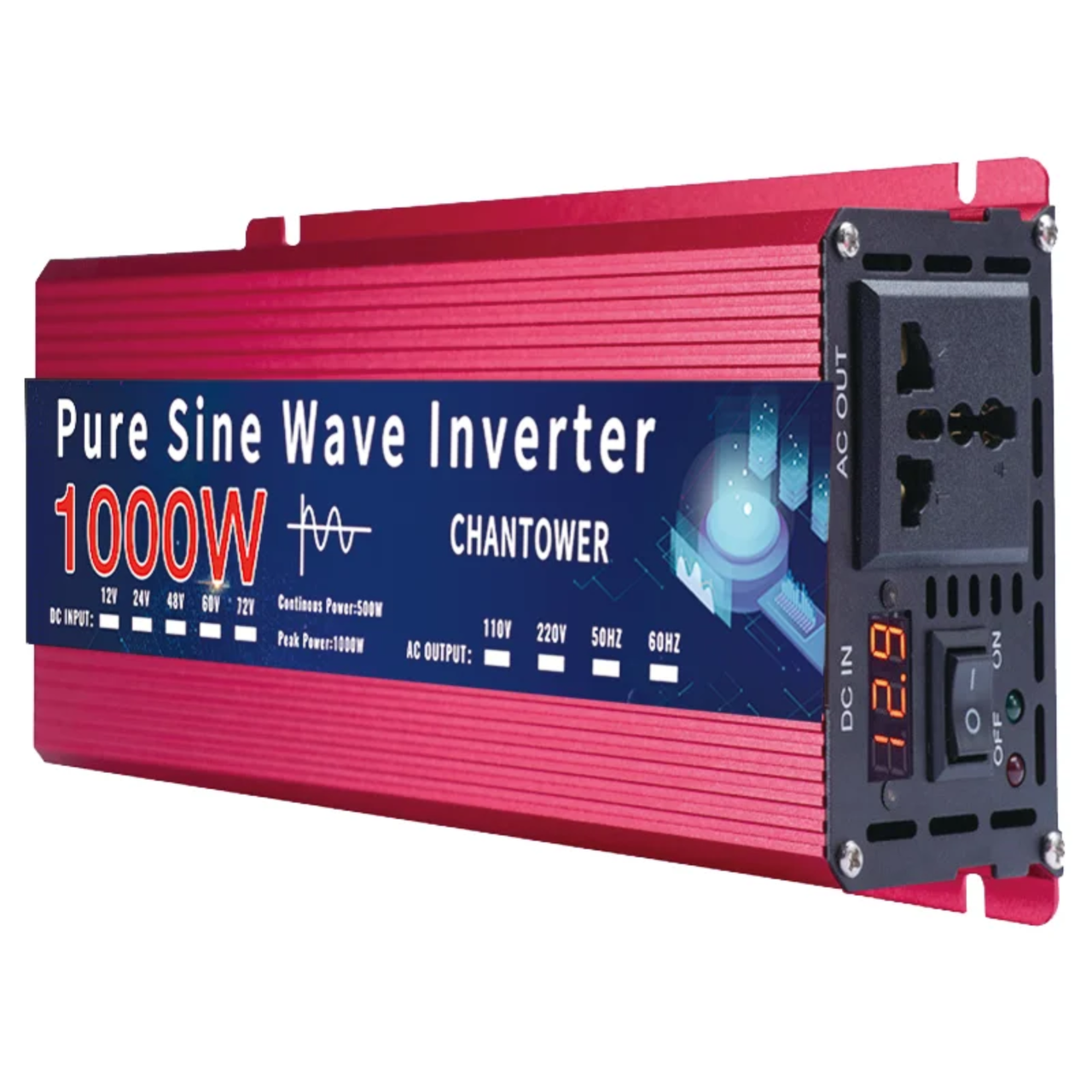 Инвертор с чистой синусоидой ChanTower Pure Sine Wave Inverter 1000 Вт DC/AC 12/220 В 50Hz (2831050432) - фото 1