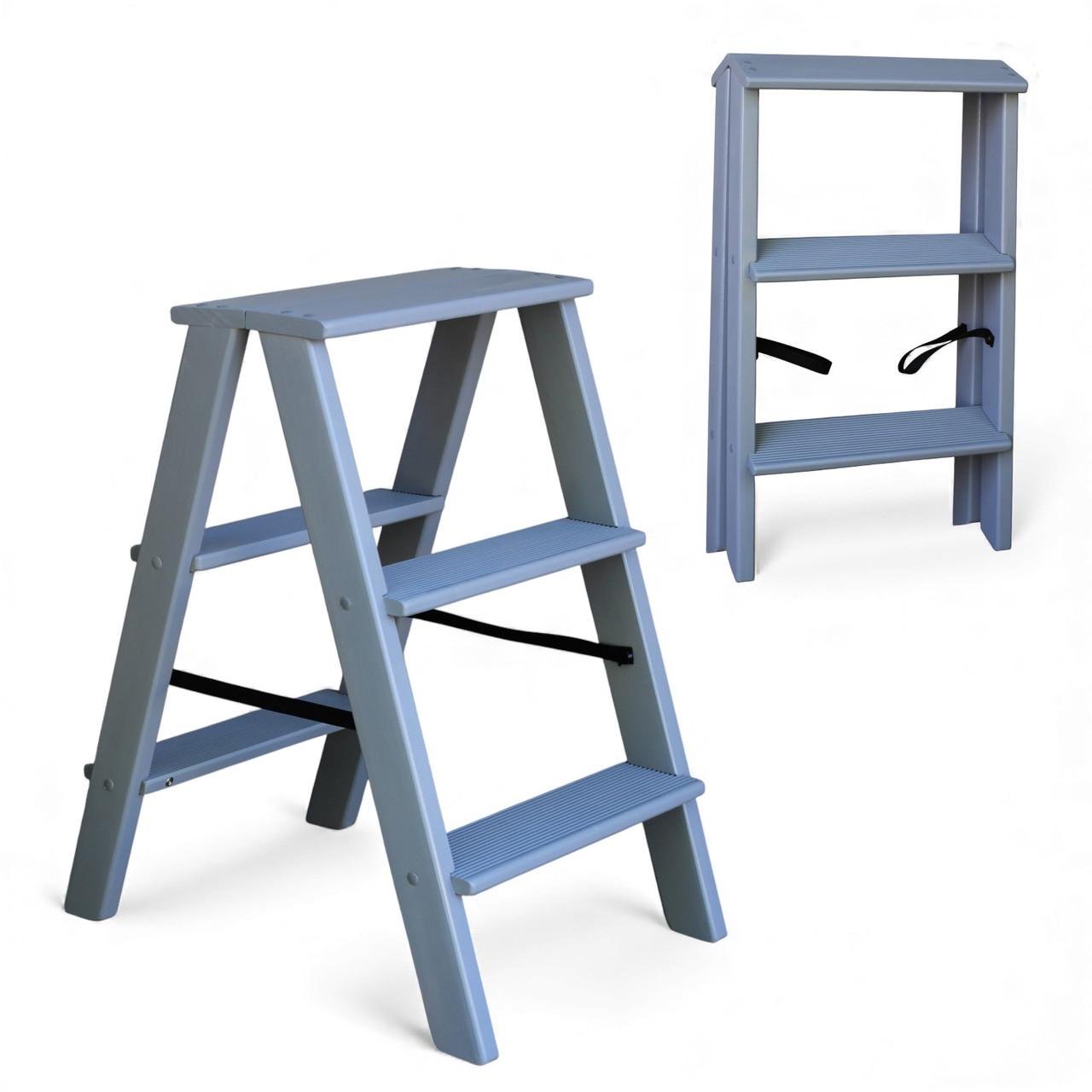Табурет-лестница деревянный Студія Дерева Вільха Вестерн бытовой двухсторонний 3 ступеньки Серый (31002870) - фото 2 Табурет-лестница деревянный Студія Дерева Вільха Вестерн бытовой двухсторонний 3 ступеньки Серый (31002870) - фото 2