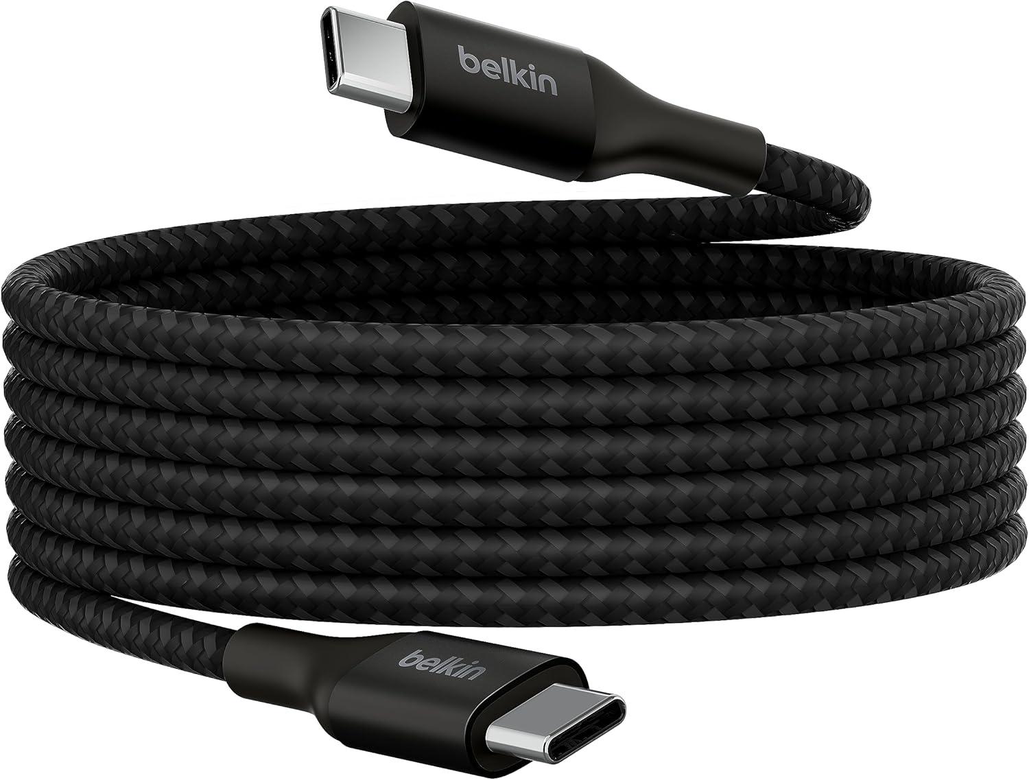 Кабель для заряджання Belkin USB-C - USB-C 240 Вт в тканинному обплетенні 2 м Чорний (CAB015BT2MBK) - фото 5 Кабель для заряджання Belkin USB-C - USB-C 240 Вт в тканинному обплетенні 2 м Чорний (CAB015BT2MBK) - фото 5