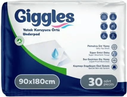 Пеленки Giggles впитывающие для взрослых 90х180 см 30 шт.