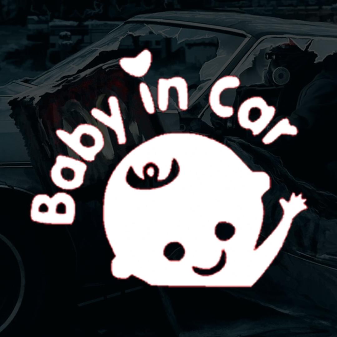 Наклейка автомобильная с надписью "Baby on car" машет рукой и монтажная пленка 18х15 см (2081065257)