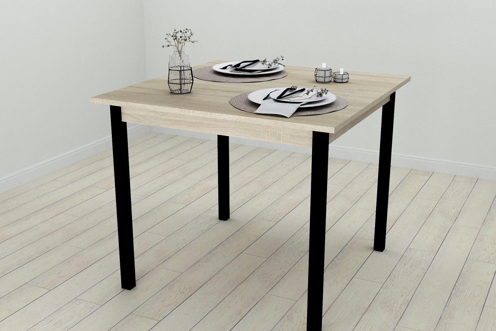 Обеденный стол Ferrum-decor Диего ДСП 16 мм 75x80x80 см Черный/Сонома (FRD-106309)