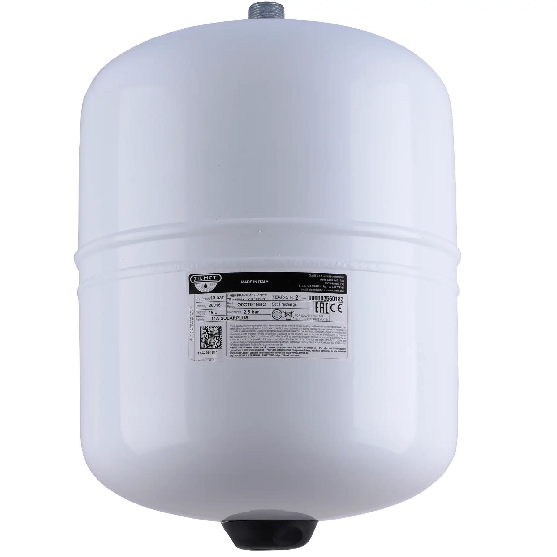 Бак Zilmet solar-plus для систем солнечного отопления 18 л (11A2001811)