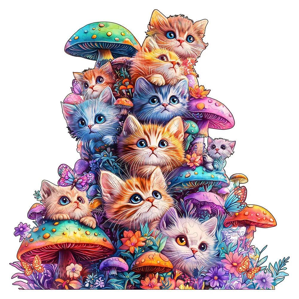 Пазлы деревянные семья котиков А3 (669)