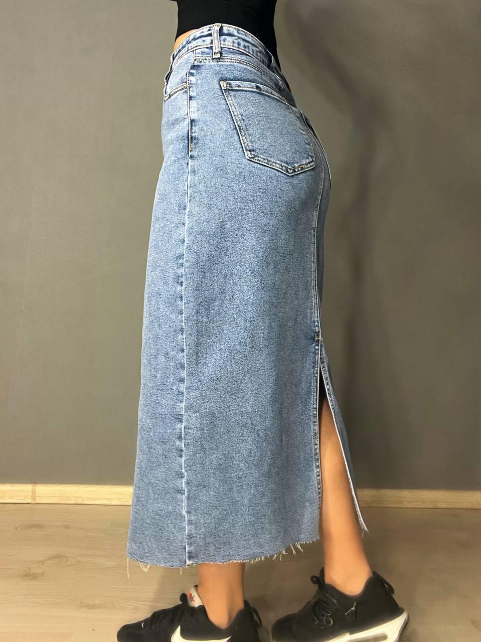 Спідниця жіноча джинсова Moss 503 довга асиметрична з розрізом р. 29 Блакитний (4080) - фото 8 Спідниця жіноча джинсова Moss 503 довга асиметрична з розрізом р. 29 Блакитний (4080) - фото 8