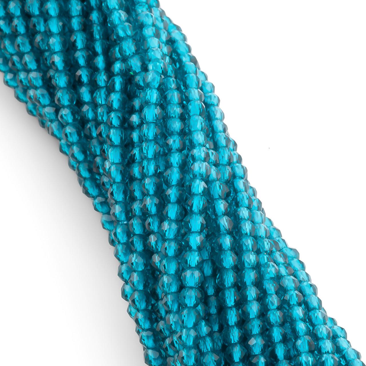 Бусины из шпинели на нитке с круглой огранкой 37 см 2 мм 200 шт. Бирюзовый (БШ4502к41)