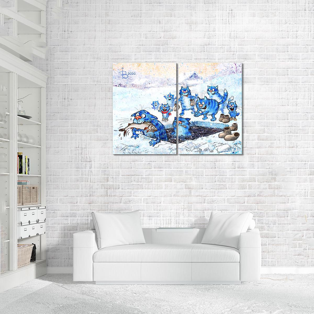 Модульная картина Ныряние в прорубь 2 модуля 30х45 см