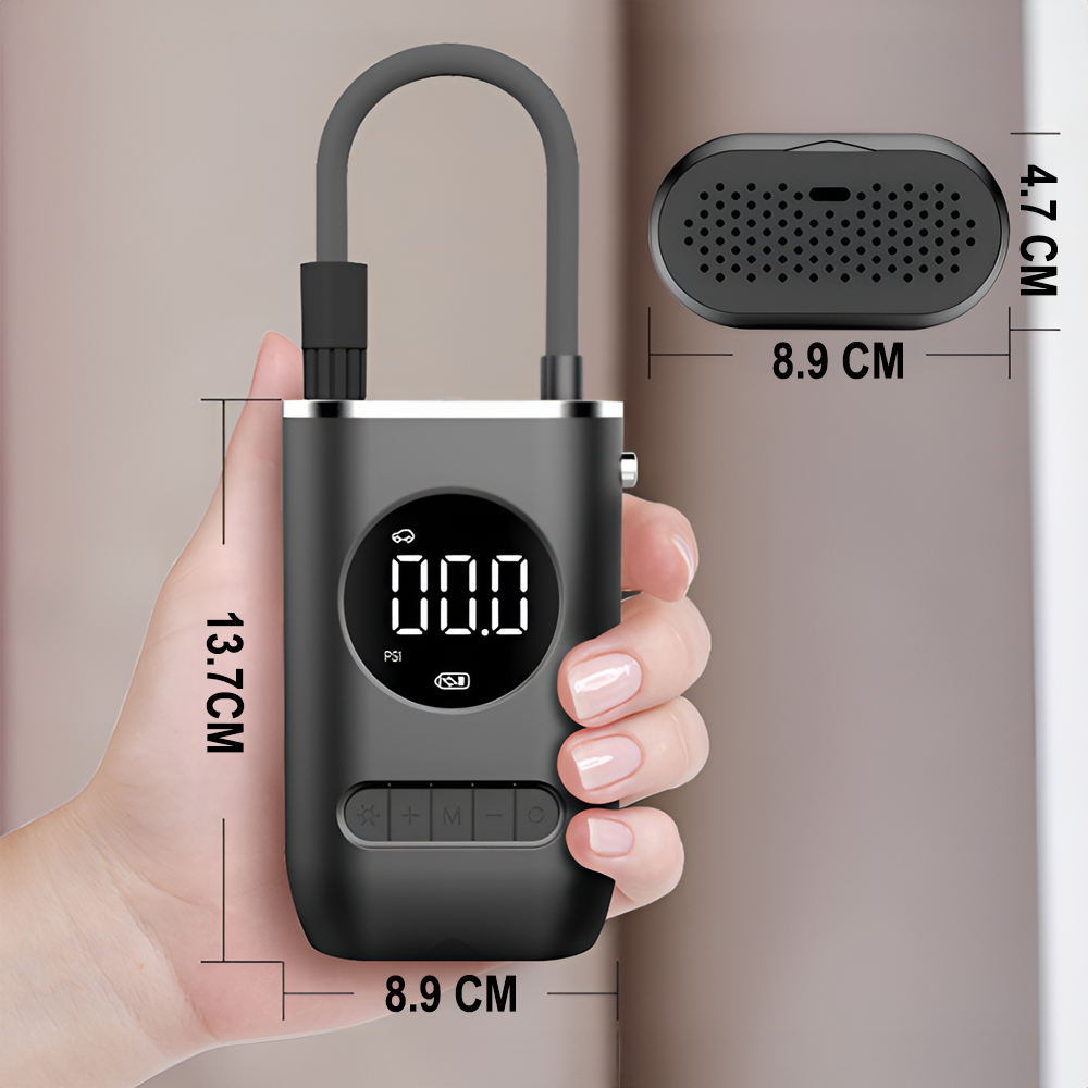 Насос-компресор портативний акумуляторний Podofo PAC-02 для авто/мотоцикла/велосипеда та спортивного обладнання Чорний - фото 9 Насос-компресор портативний акумуляторний Podofo PAC-02 для авто/мотоцикла/велосипеда та спортивного обладнання Чорний - фото 9