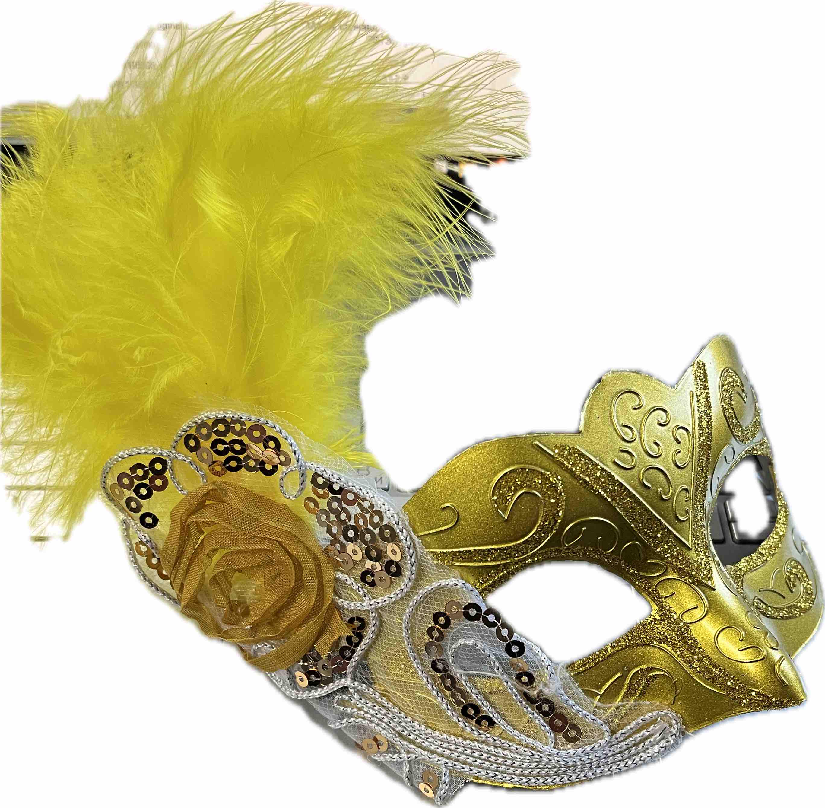 Маска карнавальная Stenson Feather R87364 Golden (13687614)