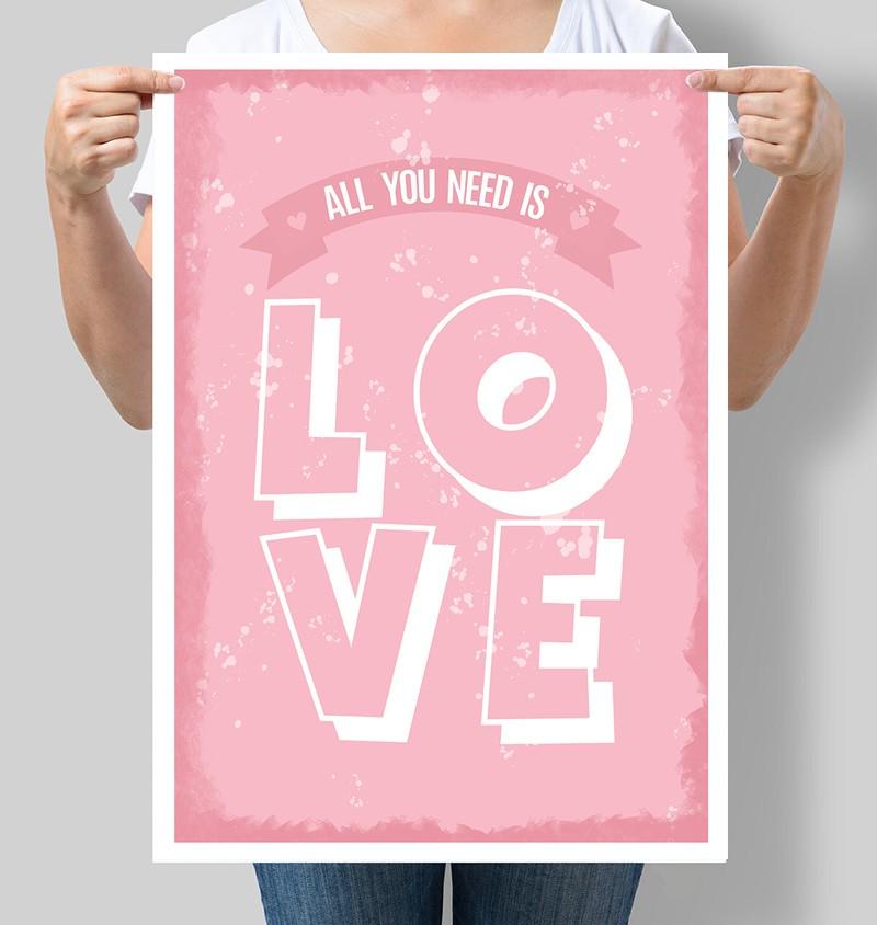 Постер мотиваційний All you need is Love 30x42 см A3 без рамки (M071_A3)