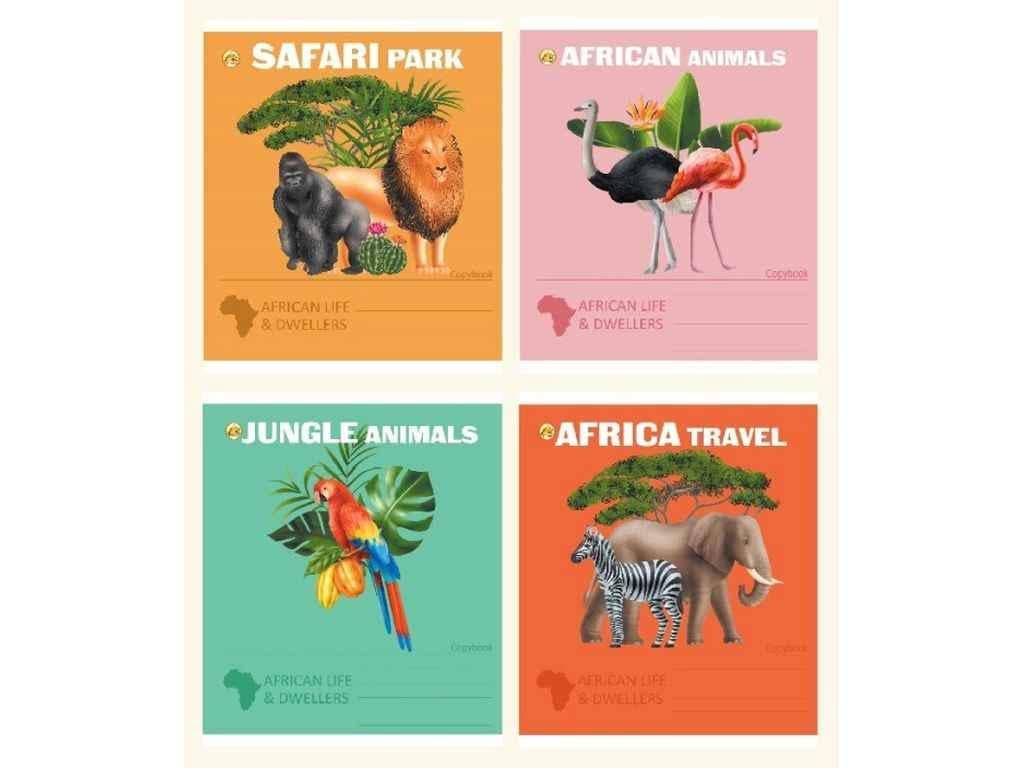 Тетрадь в косую линию Тетрада 12 л. 25 шт. твердая 33101 Африка (929423)