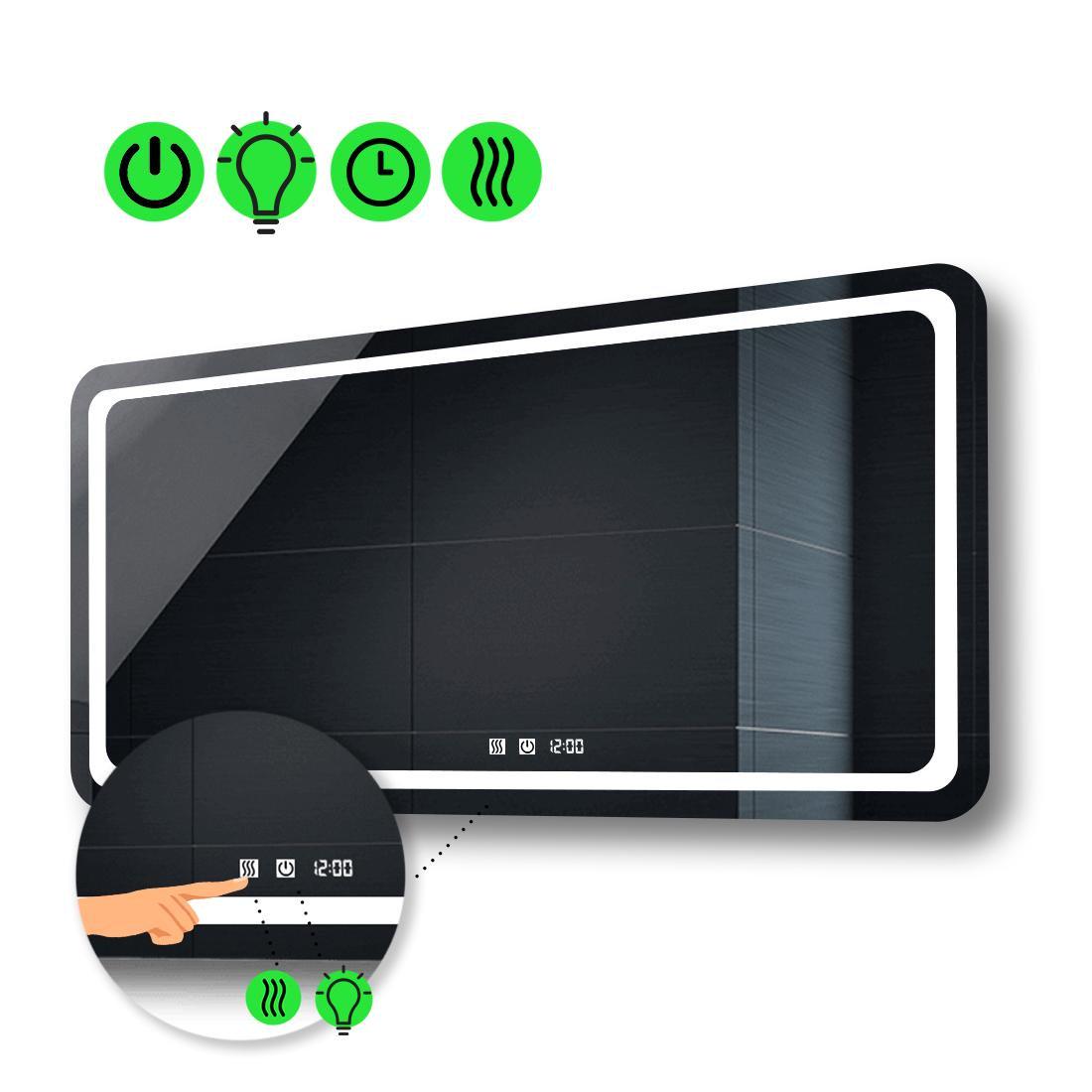 Зеркало с LED подсветкой Anvi с двумя сенсорами/часами и подогревом 80x60 см (Anvig28) Зеркало с LED подсветкой Anvi с двумя сенсорами/часами и подогревом 80x60 см (Anvig28)