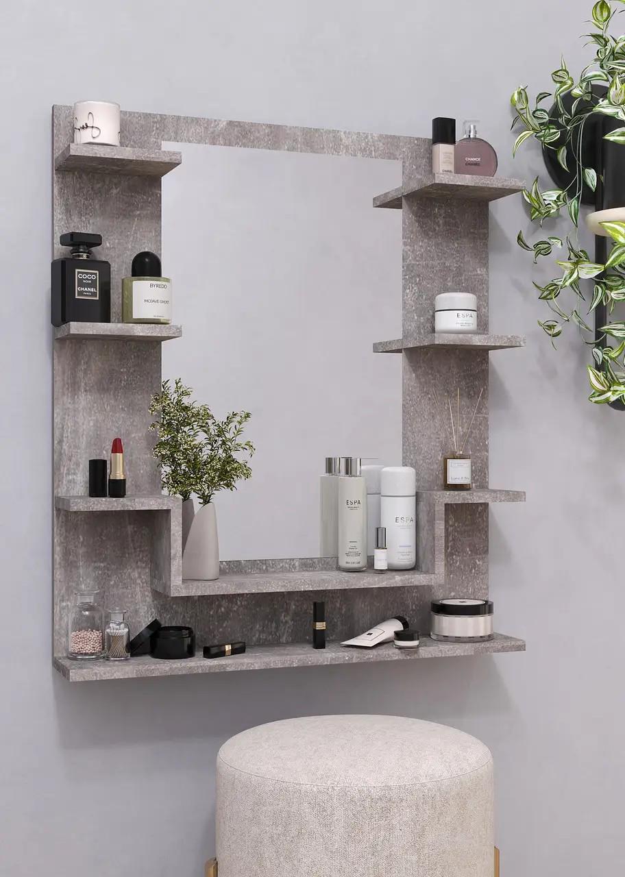 Зеркало с полкой 724х828х150 мм Бетон (FNT-3)