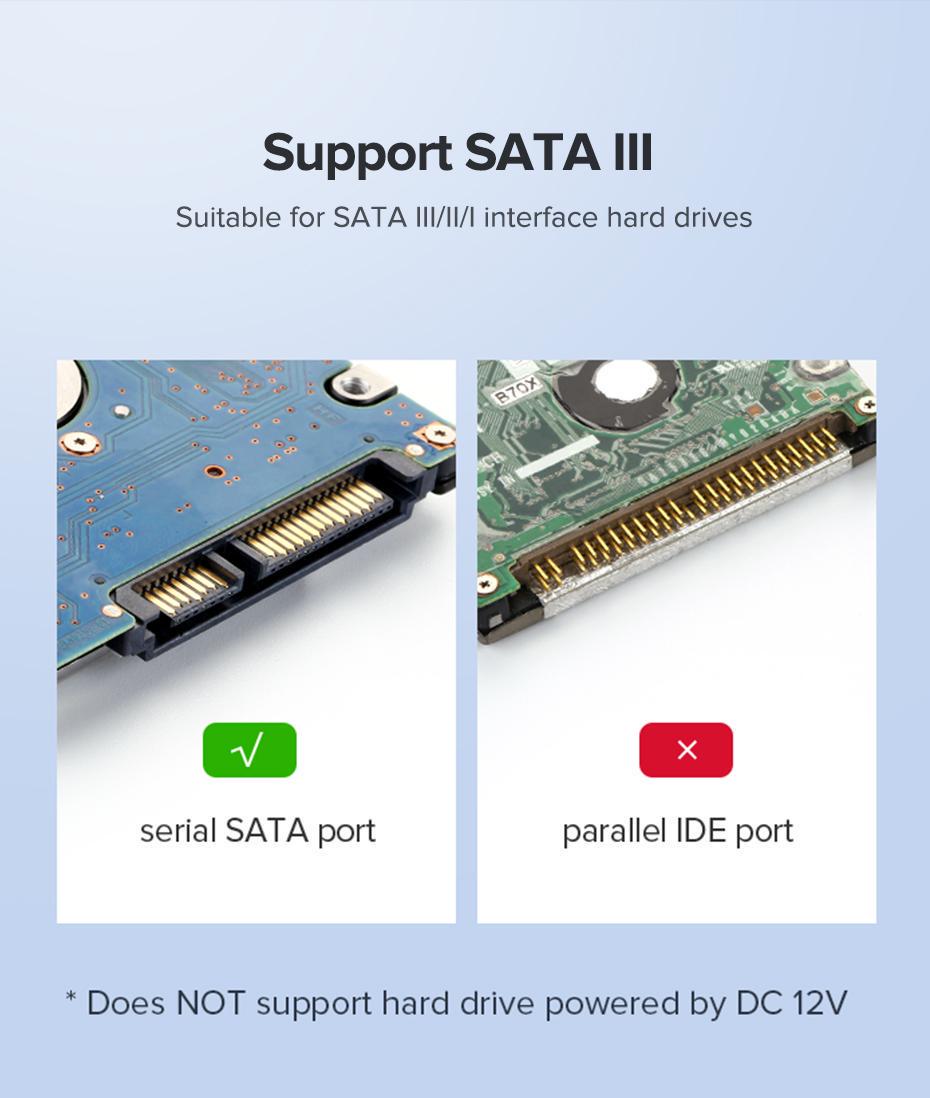 Корпус зовнішній для HDD SSD UGREEN 2.5" SATA III USB 3.0/5 Гбіт/с до 6 ТБ з кабелем Чорний (60353) - фото 21