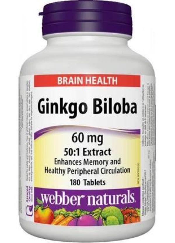 Добавка Webber Naturals Ginkgo Biloba 60mg 180 tablets