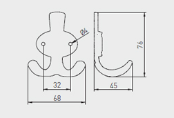 Гачок для одягу настінний GTV CORUNA металевий 76х45х68 мм Антична латунь (24787210) - фото 2 Гачок для одягу настінний GTV CORUNA металевий 76х45х68 мм Антична латунь (24787210) - фото 2